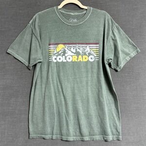 Cold Crush T Shirt 1X Green Cotton Colorado Mountain Graphic Short Sleeve Tee